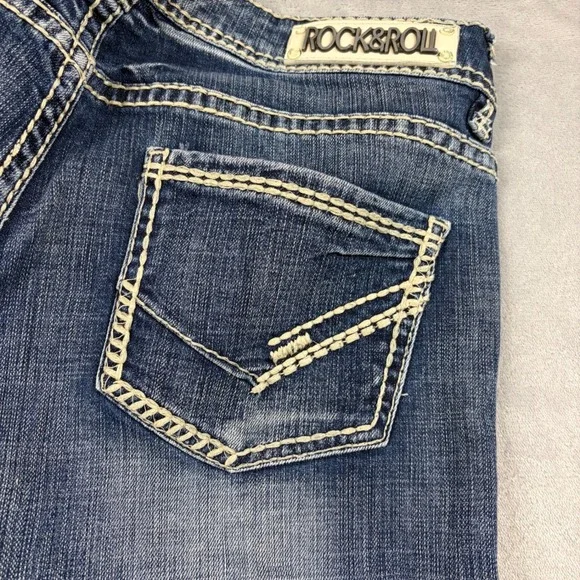 VTG Rock and Roll Cowgirl Riding Jeans 30x36 Measure 34x30 Medium Wash Bootcut - Picture 6 of 8